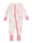 Pink Butterfly Garden Toile Ruffled Footie - Cozy and Stylish Baby Outfit with Delicate Ruffles and Elegant Butterfly Pattern