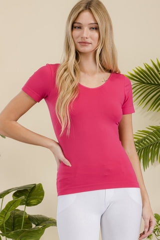 FUSCHIA SHORT SLV Buttery Soft Reversible Tee