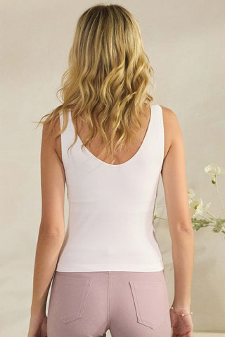 Alternate view of WHITE BRA Buttery Soft Reversible Seamless Tank w/ Built In Bra
