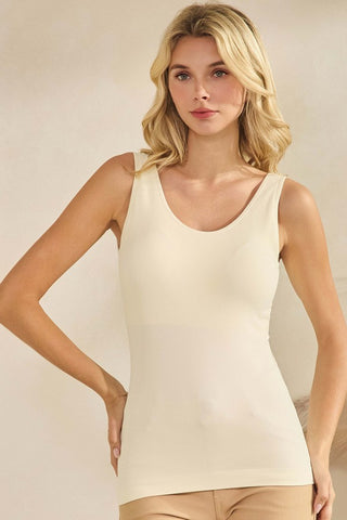 IVORY BRA Buttery Soft Reversible Seamless Tank w/ Built In Bra