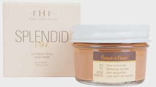 FHF Splendid Dirt Nutrient Mud Mask with Organic Pumpkin Puree in a clear jar, showcasing rich natural ingredients.