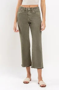 Lovervet - V3498 Deep Lichen Green Non Distressed Straight Leg Jeans