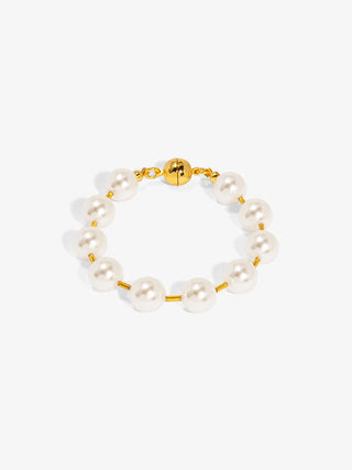 Large Pearl & Gold Magnetic Bracelet
