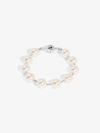 Large Pearl & Silver Magnetic Bracelet
