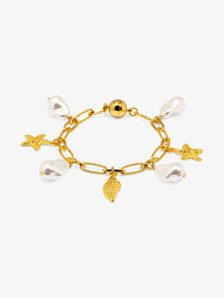 Baroque Pearl & Sea Charm Magnetic Bracelet
