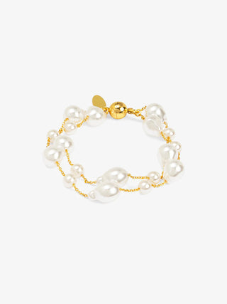 Baroque Pearl Duo Chain Magnetic Bracelet
