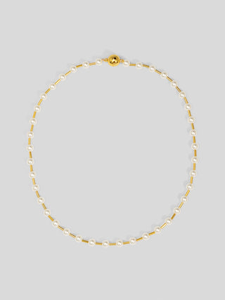 Pearl & Gold Bead Magnetic Necklace