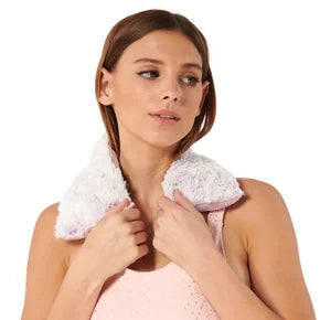 Warmies Marshmallow Lavender Microwavable Neck Wrap in soft white, offering soothing comfort and relaxation.