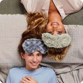 Warmies Curly Gray Microwavable Eye Mask for soothing warmth and relaxation, featuring a soft, plush design.
