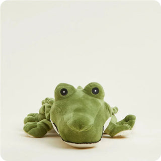 Fluffy "Warmies Alligator" microwavable plush toy for warmth and comfort with soothing lavender scent.