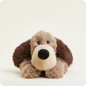 Cuddly Warmies Brown Dog Plush, microwavable for warmth and comfort, perfect for relaxation and soothing heat therapy.