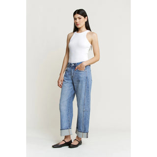 MICA W3525LT High Rise Cuffed Hem Barrel Jeans
