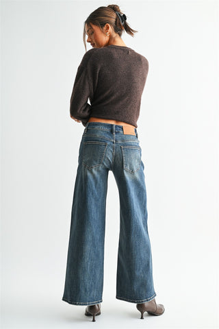 MICA W4046 Vintage Wide Leg Loose Fit Side Panel Jeans
