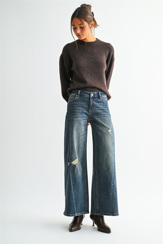 MICA W4046 Vintage Wide Leg Loose Fit Side Panel Jeans
