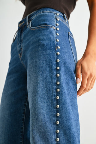 Mica Rodeo Studded Wide Leg Jeans
