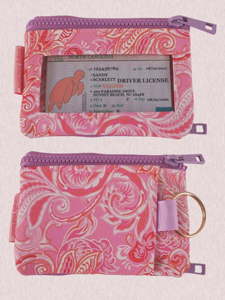 Pink & Lavender Paisley ID Wallet by Simply Southern with a clear ID window and a keyring attachment