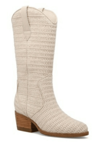 MIA Jenah Ivory Woven Summer Boot - Stylish and breathable footwear perfect for warm weather outings.