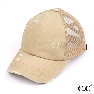 Khaki hat with subtle embroidered design and curved brim, perfect for casual wear and outdoor activities.