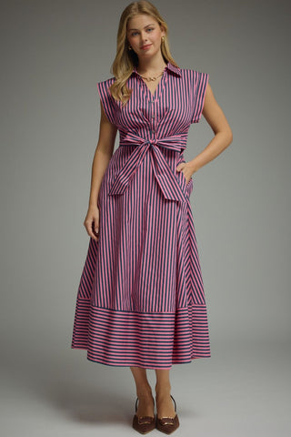 The Maisie Stripe Pink & Navy Dress
