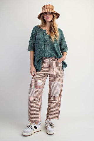 Easel Top Short Slv Texture Rib Oversize (2 COLORS)
