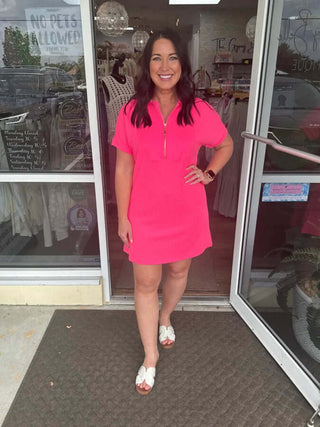Jess Lea Hot Pink Zipper Dress - Bold, chic zippered dress in vibrant pink, perfect for standout style and effortless elegance.