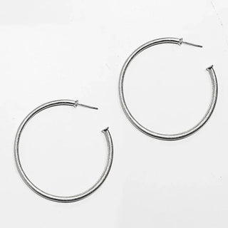 Brushed Silver 2" Hoop Earrings