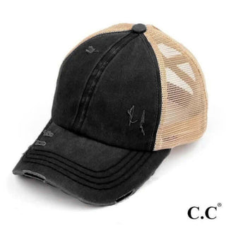 Black hat with ecru mesh design and customizable initials, featuring "This Hat Bar" branding, perfect for stylish personalization.