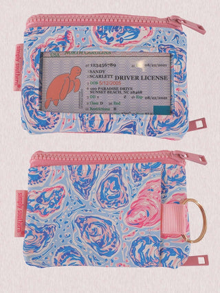 Blue & Pink Oyster ID Wallet by Simply Southern with vibrant design and secure ID slot, perfect for stylish organization.