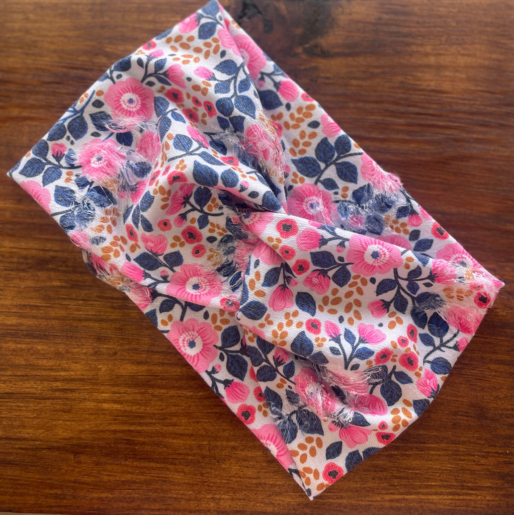 Gypsy Wrap Twist - Distressed Navy & Pink Floral - The Gypsy Belle Boutique