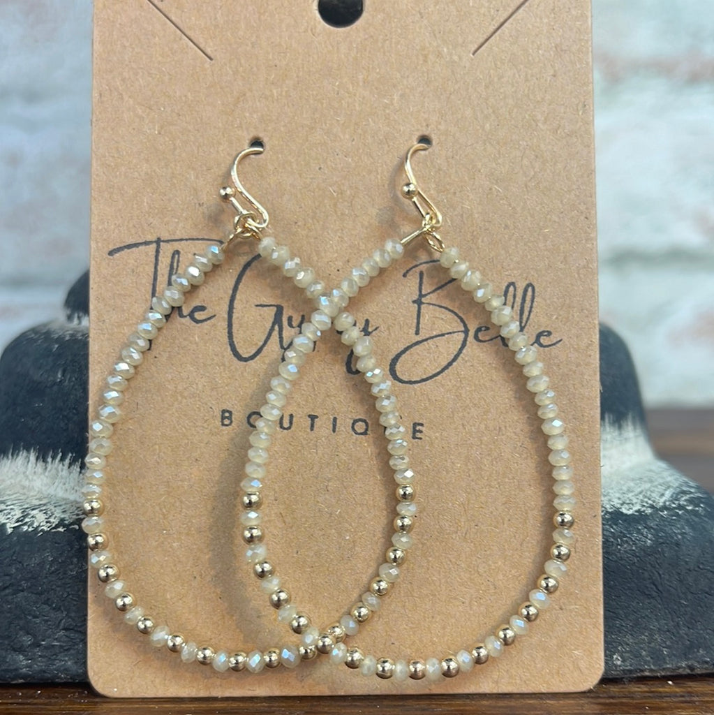 Ivory Beaded Teardrop Earring - The Gypsy Belle Boutique