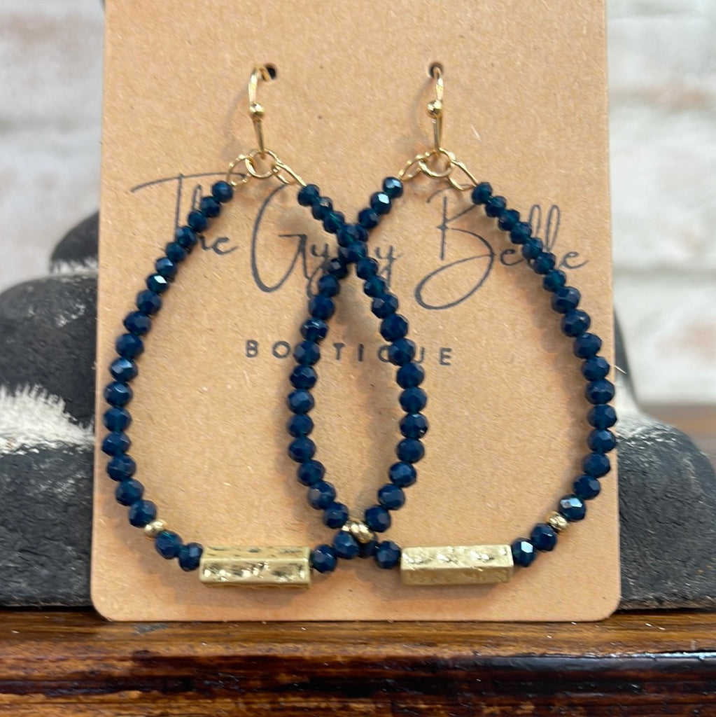 Navy Beaded Teardrop Earring - The Gypsy Belle Boutique