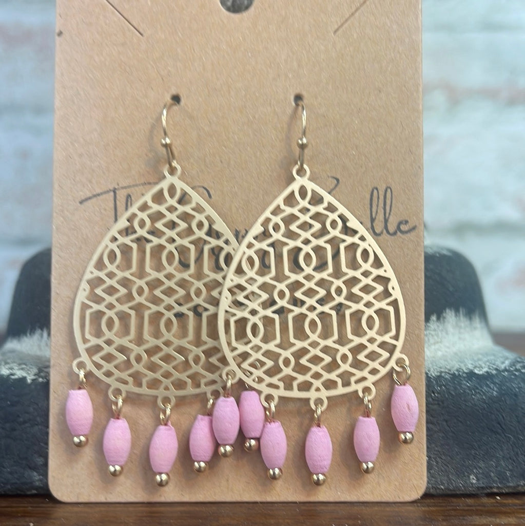 Geometric Laser Cut Wood Bead Earrings - The Gypsy Belle Boutique