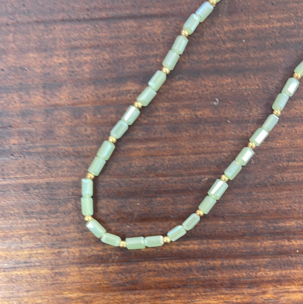 Mint & Gold Bead Necklace - The Gypsy Belle Boutique