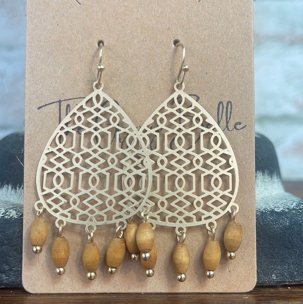 Geometric Laser Cut Wood Bead Earrings - The Gypsy Belle Boutique