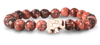 Fahlo Elephant Tracking Bracelet in Desert Stone - Final Sale, featuring earth-toned beads and a silver elephant charm.