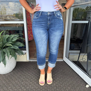 MICA T2061 Jeans Cuff Straight Leg Mid Rise Med Wash NonDistressed