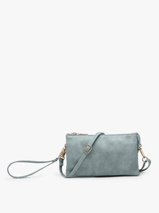 TEAL Crossbody Faux Leather Organizer Purse with gold accents and adjustable strap, ideal for stylish, hands-free convenience.