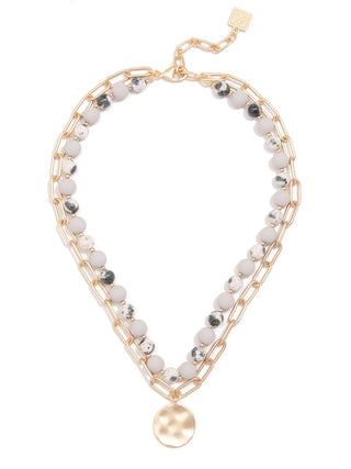 Sweet Caroline GRAY Beads & Links Pendant Necklace
