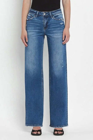 Lovervet T6613 Mid Rise Wide Leg Jeans, chic and comfortable denim for versatile styling - FINAL SALE.