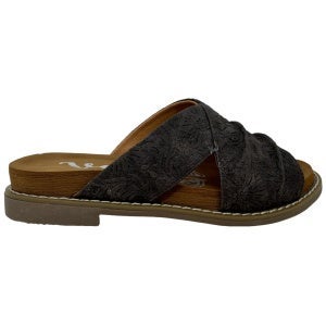 Very G Jolene Tooled Charcoal Slide Sandals - Half Sizes Available! Final Sale, Stylish and Comfortable Footwear