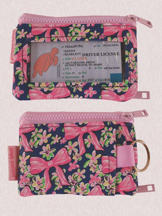 Navy Floral & Pink Bow ID Wallet by Simply Southern with vibrant design and secure clasp.