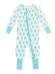 Teal Fairytale Bows Ruffled Footie - Elegant baby outfit with charming bows and ruffles, perfect for special occasions.