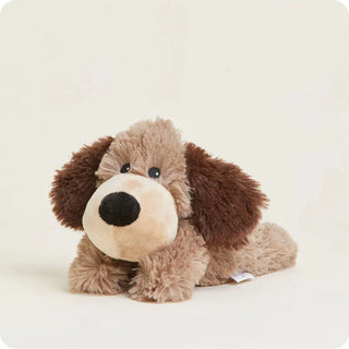 Cozy Warmies Brown Dog Junior Microwavable Plush - Ideal for soothing warmth and comfort. Perfect bedtime companion.