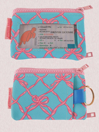 Colorful Turquoise & Pink Bow ID Wallet by Simply Southern, featuring a playful bow design and compact card slots.