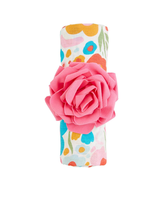 Floral swaddle and pink headband set by Mud Pie, perfect for newborns. *Final Sale*.