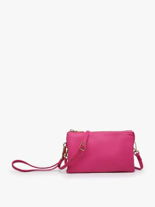 Stylish Berry crossbody faux leather organizer purse with multiple compartments and adjustable strap for practical everyday use.