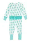 Teal Fairytale Bows Ruffled Footie - Soft, stylish baby one-piece with charming ruffles and bow accents for a whimsical look.