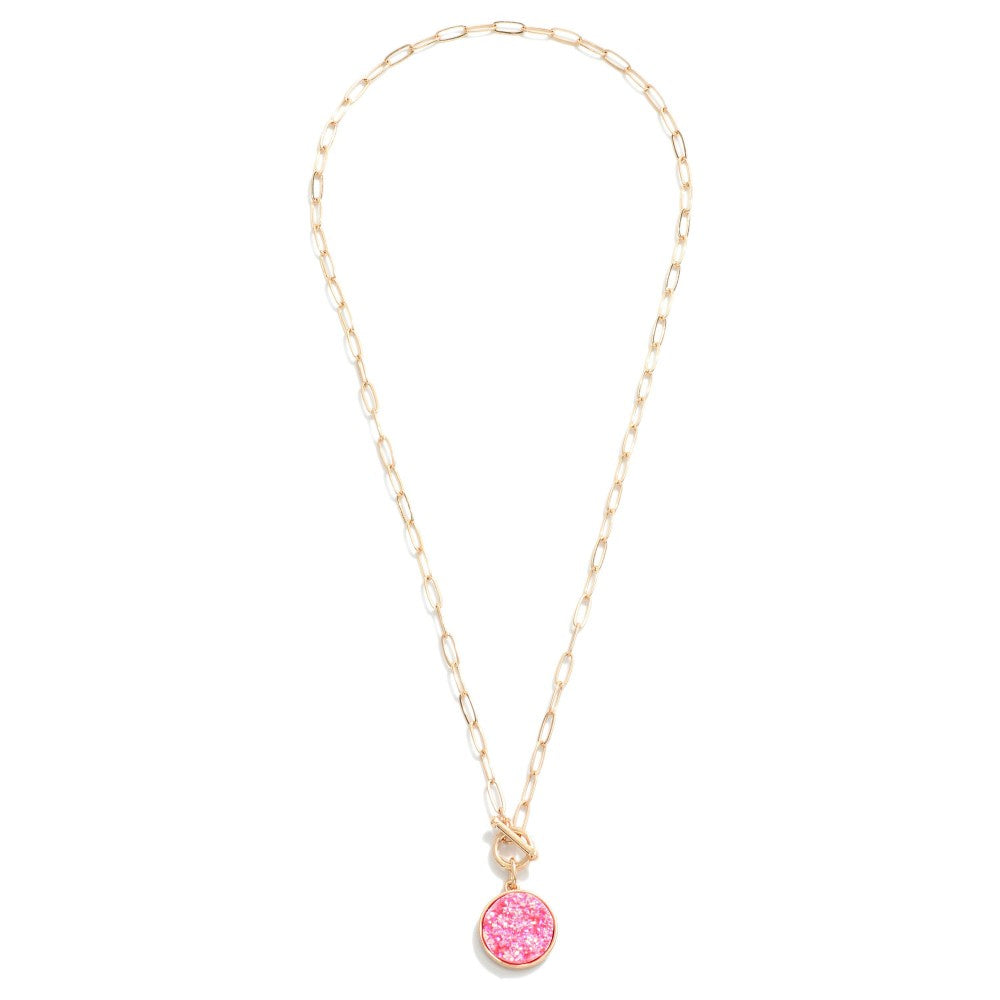 Pink Druzy Pendant Necklace - The Gypsy Belle Boutique