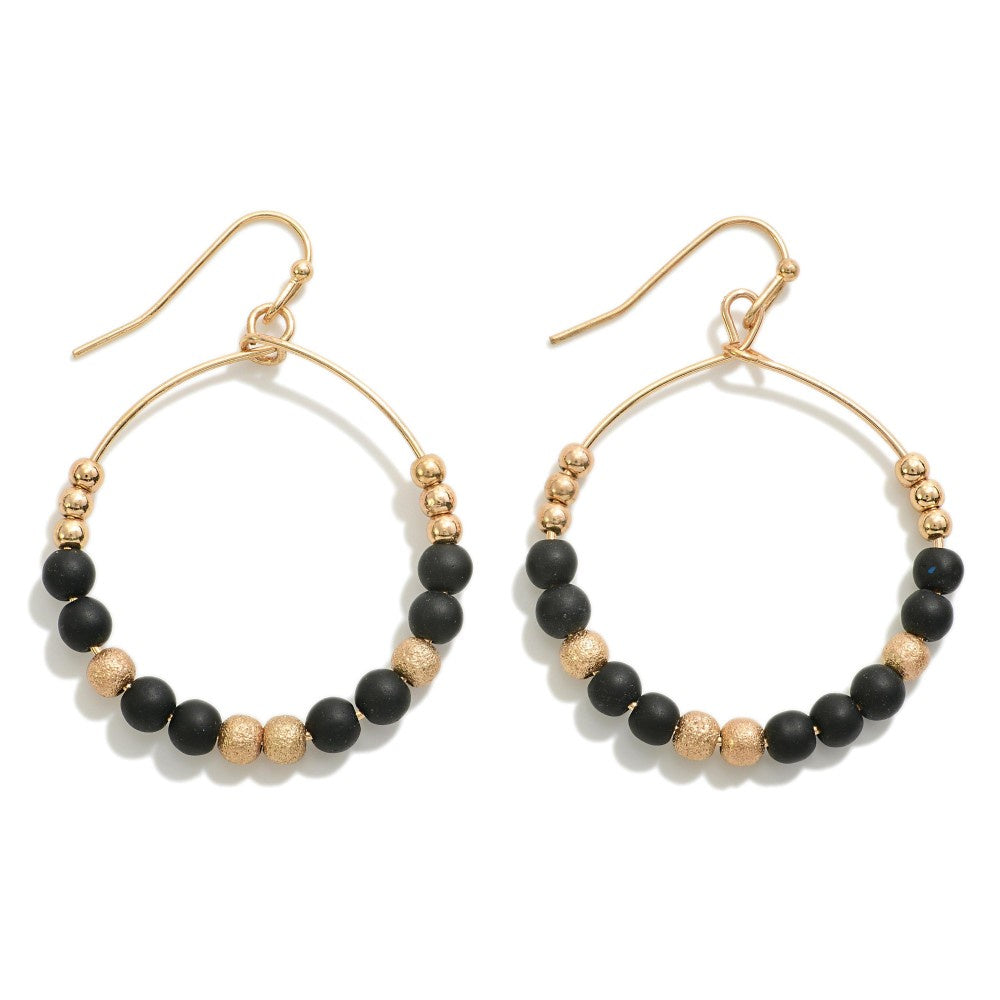 Dainty Gold Drop Earrings w/ Black Beads - The Gypsy Belle Boutique