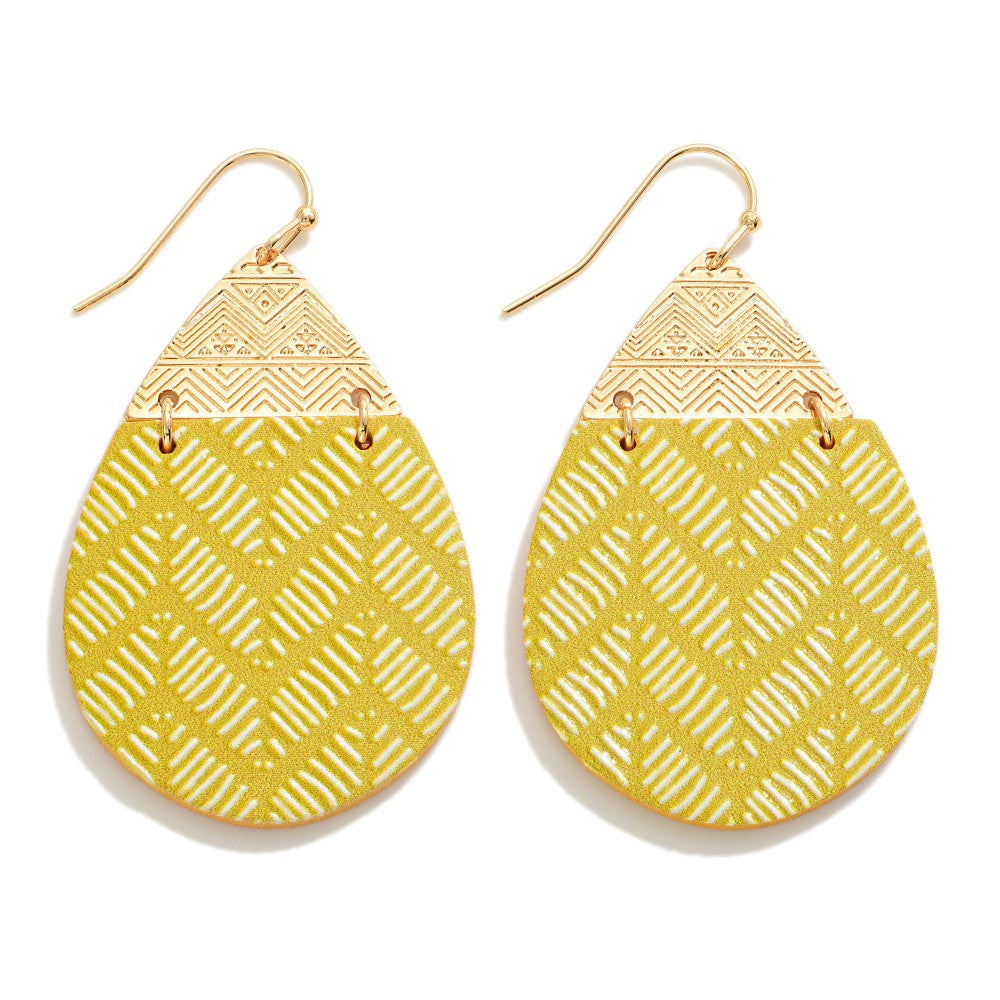 Mustard Chevron Teardrop Earrings - The Gypsy Belle Boutique